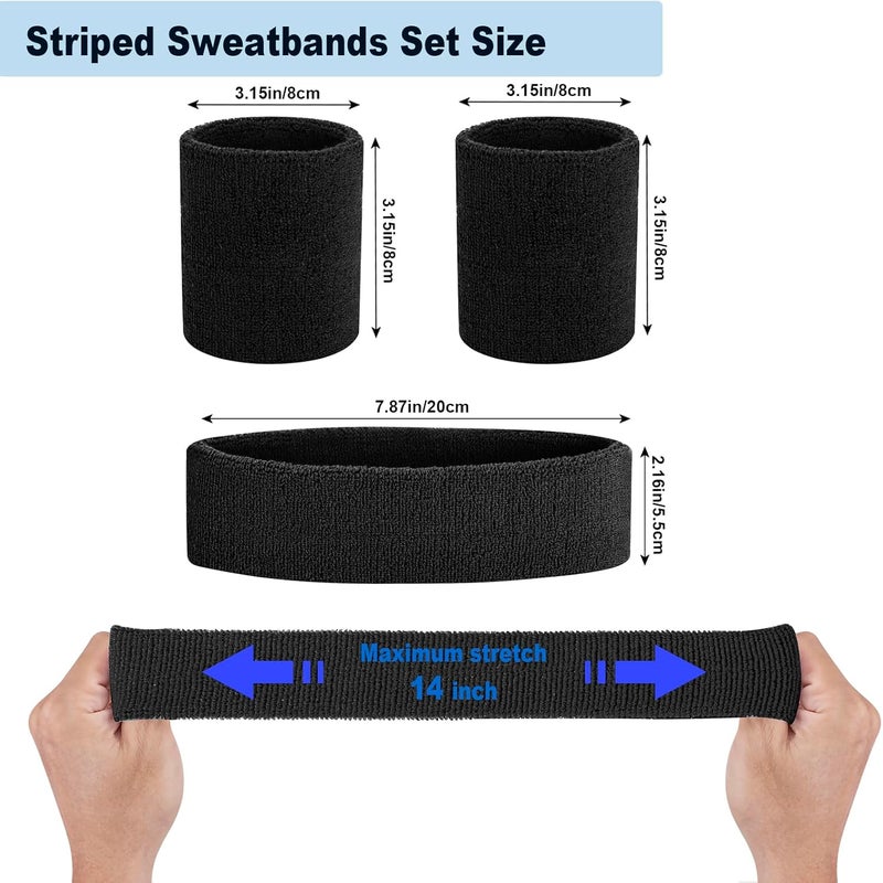 FACATH Sweatbands Headband and Wrist Set, Cotton Sweat Band for Athletic Men and Women, Sweatbands Sports Headbands for Working Out, Running, Basketball, Tennis, Yoga - Image 3